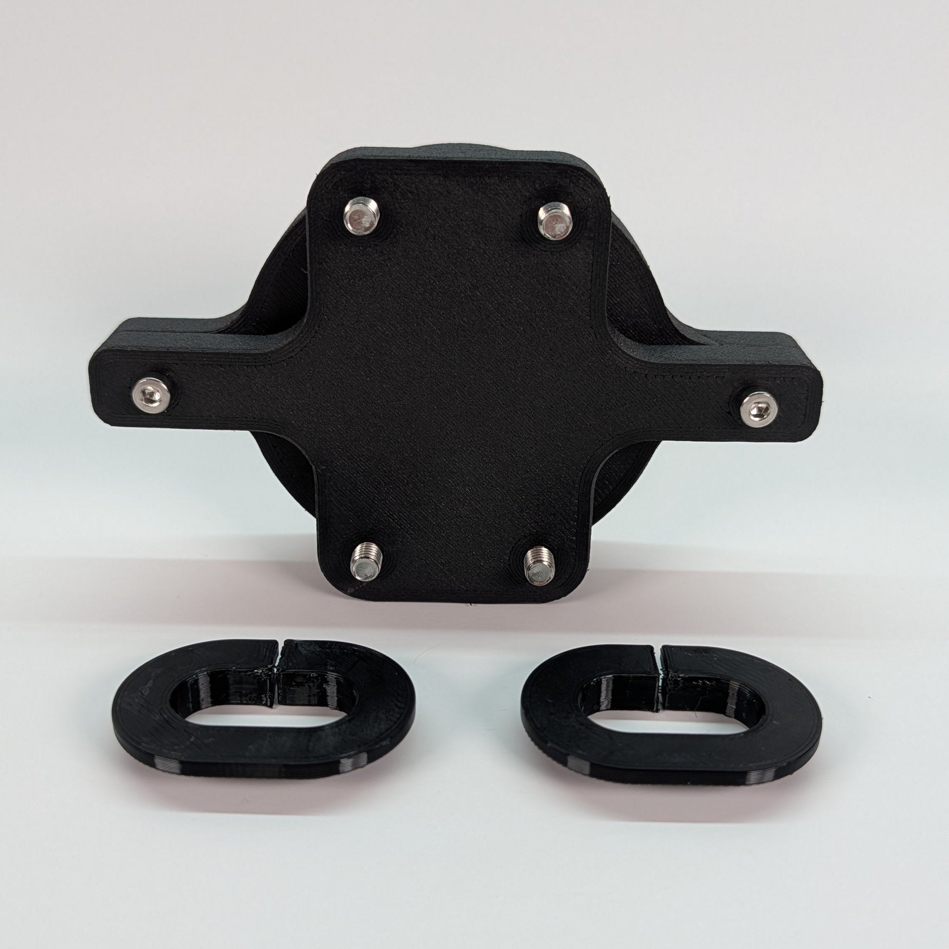 3D Printed Radium Surge Tank Mount Assembled Top with TPU Fuel Line Grommets